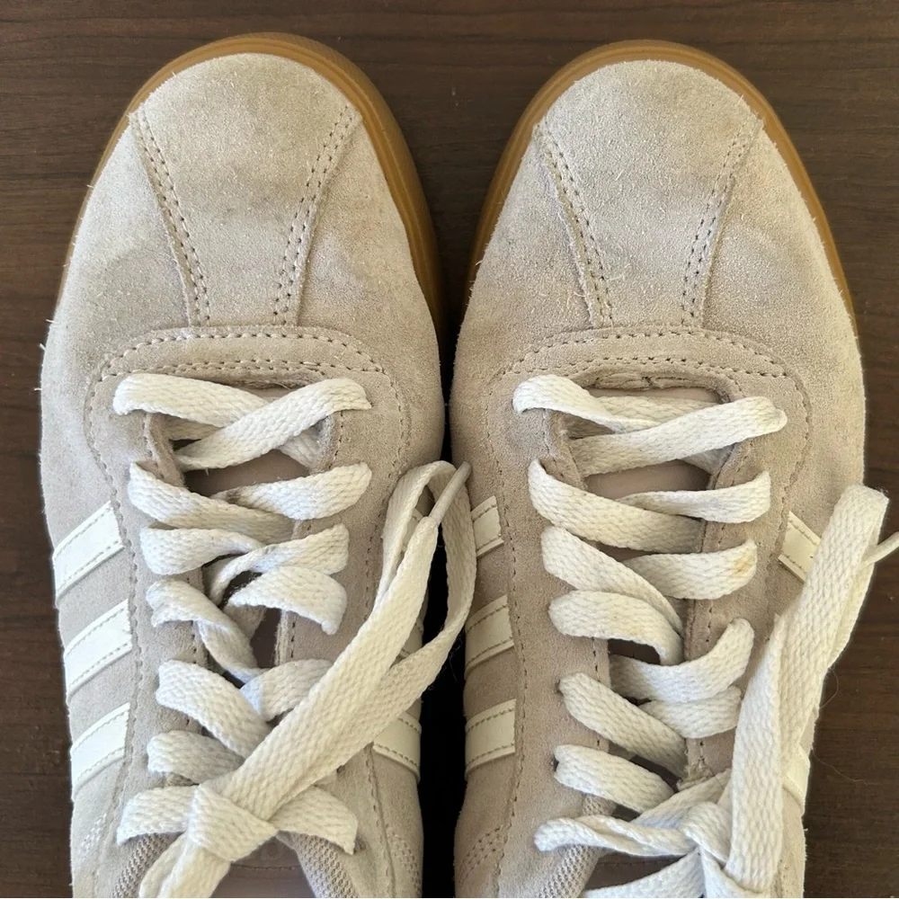 Adidas Suede Women's Sneakers Beige Striped Casual Streetwear - Picture 10 of 11